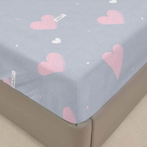 Surwin Drap Housse 140x200, Doux Draps Housses en Microfibre, Gris Rose Drap-Housse avec Une Rebord Élastique, Lavable Ajustable Housse Matelas avec Bonnet 30 cm