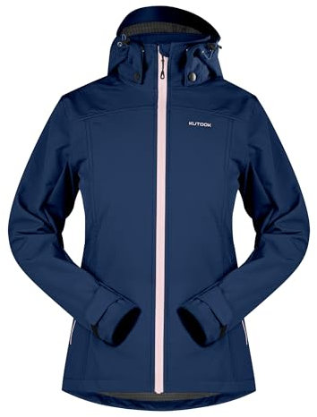 KUTOOK Veste Softshell Femme Hiver Chaud Imperméable Blouson Coupe Vent Manteau Ski Running Veste Randonnée Pluie Snowboard Bleu M