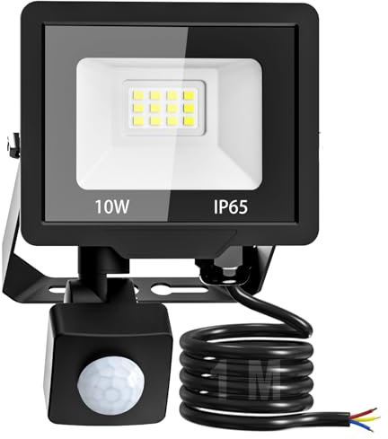 vighep Led Strahler mit Bewegungsmelder Auße, 10W Wasserdicht Lampe Aussen, Ultrahelleled Kaltweißs Fluter Licht für Garten Terrasse Wand Garage Vorhof Innenhöfe