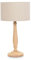 ValueLights Traditional Light Wood Candlestick Table Lamp with Natural Fabric Drum Shade for Living Room Bedroom
