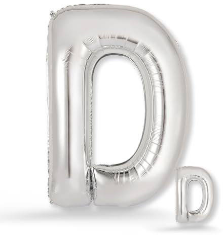FUNXGO Folienballon Buchstabe D Silber Set - Silber Folienballon, Perfekte Partydeko, Event Deko, Perfekte Wahl für Ihre Feier - Ballon D