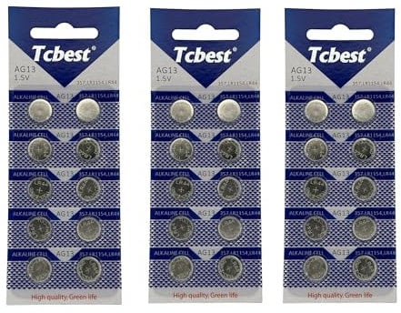 30 x Dunamis LR44 Batteries AG13 357 303 SR44 L1154F A76 Premium Alkaline Battery 1.5V Button Coin Cell, Used in Key Fobs, Calculators, Watches, Hearing Aids, Glucometers etc... (30 Pack)