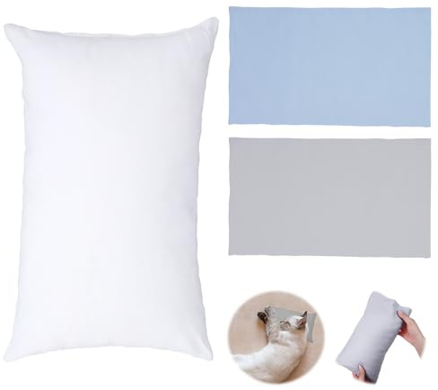 ODDerZZii Kleines Kissen, 10.2in X 5.9in / 10.2in / 26 x 15 cm, kleines Kissen mit 2 Mini-Kissenbezügen (grau und blau), rechteckiges Kissen, Reisekissen, Kisseneinsätze für Erwachsene, Haustiere