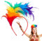 BETESSIN Regenbogen Feder Haarreif Karneval - Buntes Feder Stirnband - Papagei Kostüm Damen - Festival Kopfbedeckung für Regenbogen Kostüm Karneval, Fasching, Fasnacht, Mottoparty uvm.