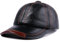 KAKAK Cappello in pelle vintage Berretto da baseball in pelle da uomo cappello nero da uomo regolabile autunno inverno cappelli con visiera in vera pelle Autunno e inverno(Black)