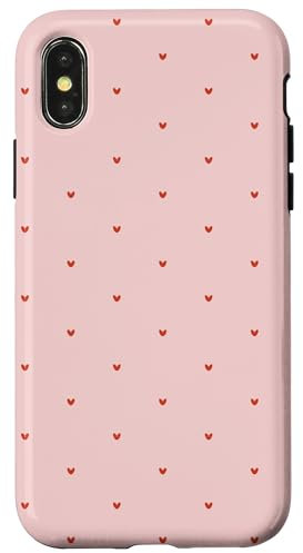 Tiny Hearts Cute Girly Aesthetic Preppy Rosa/Rot Hülle für iPhone X/XS