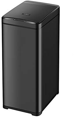 Poubelle De Cuisine Domestique De Grande Capacité Avec Couvercle En Acier Inoxydable Poubelle Intelligente Poubelle À Induction Rectangulaire Poubelle De 50 Litres / 13,2 Gallons, Noire, 50 L