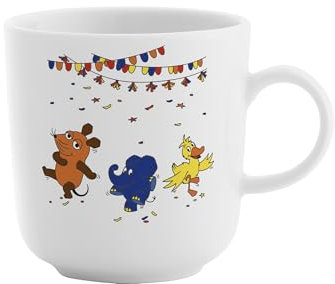 KAHLA DieMaus Kaffeebecher 0,30 l Party | weißer Becher im Sendung mit der Maus Design