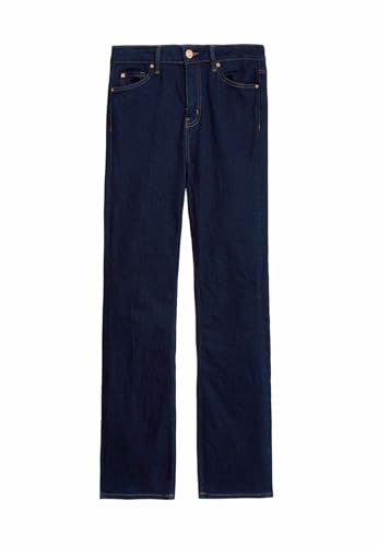 Marks & Spencer Damen Baumwolle Hose Regular | Mit mittlerem Bund, Beinform: Bootcut, Waschung: Mittelblau, Zum Reinschlüpfen, Leicht