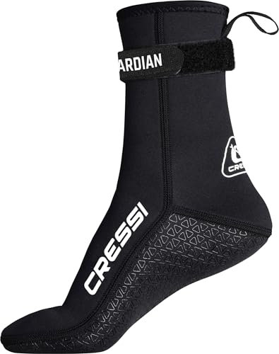 CRESSI Guardian Mid High Neoprene Socks 2mm L - 2mm Neoprene Mid High Socks with Velcro Strap, Ideal for All Water Sports Enthusiasts, Black, L, Unisex