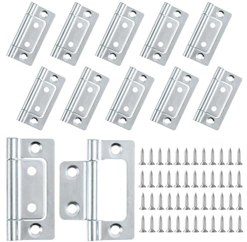12 Pcs 2 Inch Bifold Door Hinges, No Mortise Bifold, Bearing Mute Flush Door Hinges, Silent for Wooden Doors, Cabinets, Windows, and Wardrobes
