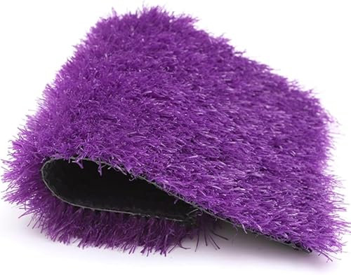 hixswnu High-Density Purple Artificial Grass Rug with Drainage Holes - Realistic Turf Roll for Lawn Wedding, Non-Fade Fake Grass 1.18in Thick 59x86.6in