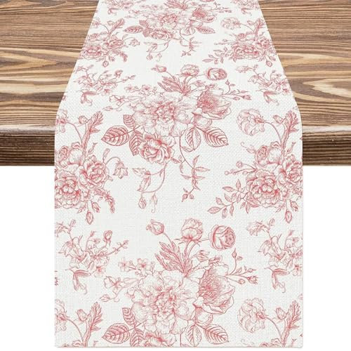 BSITSSS Chemin de Table, Fleuri Chemin De Table Lin 33 x 183 cm, Roses Table Décoration Para Table à Manger Mariage Banquet Décoration de Vacances Fête