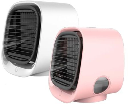 Aira Breeze Luftkühler,Air Breeze Klimaanlage,Tragbarer Klimaanlagenventilator, Klimaanlage 3 Geschwindigkeitsstufen mit LED&300ml Tank,Instant Cooling In 90 Seconds,Quiet Operation (Weiß,Rosa, 2PCS)
