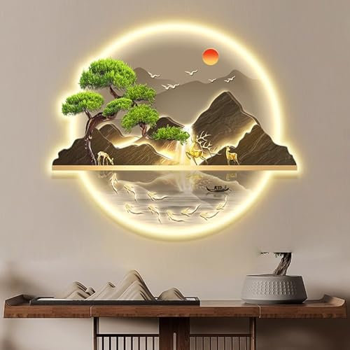 LED Wandkunst Skulptur 3D Moderne Dekor für Schlafzimmer und Wohnzimmer Beleuchtete Landschaft Wandbehang Bild