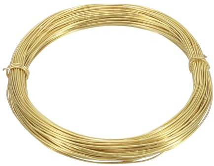 sourcing map 20 Gauge Brass Craft Wire, 50 ft Jeweler's Brass Wrapping Wire | Flexible Bendable Round Wire for Jewelry Making, DIY Crafts, Modeling, Decorations