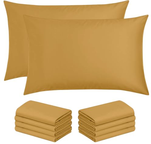 Moonlight Bedding Pillow Cases 10 Pack – Ochre Pillowcases Envelope Closure Super Soft Brushed Microfiber Standard House Wife Pillow Covers, (50 X 75 CM)