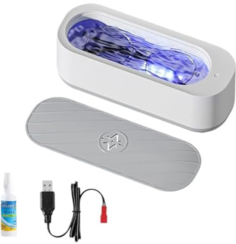 Zanthicia Hocheffiziente Ultraschall Brillenreinigung, schnelle Reinigung von Brillen, tragbar, geräuschreduzierend, multifunktional, ideal für Glas und Schmuck