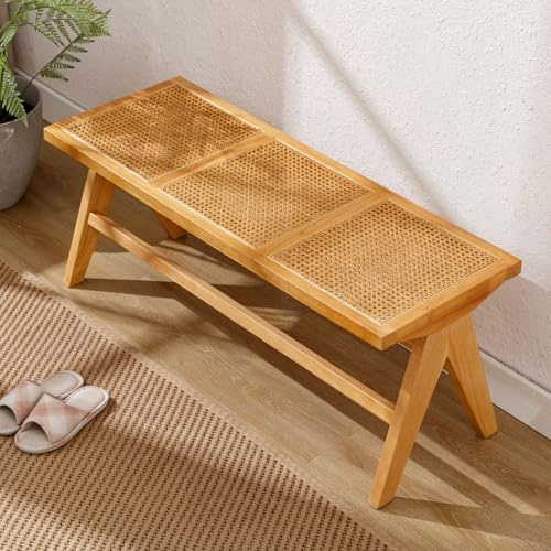 Ya-Home Panca con Seduta in Rattan per Ingresso/Camera da Letto, Naturale