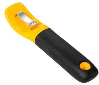 QIALAI Corn Stripper Tool, Easy Corn Kernel Remover with Safety Cover & Non-Slip Handle, Stainless Steel Corn Cutter for Kitchen, Yellow, 17cm