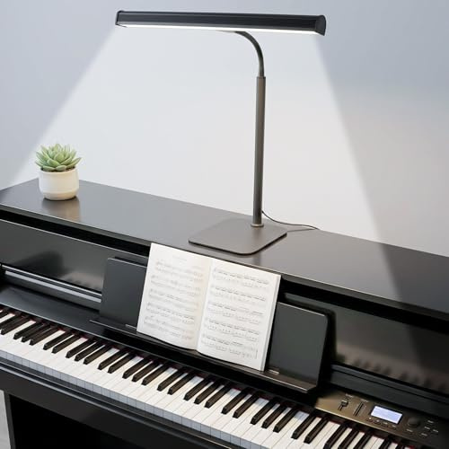Lustaled Klavierlampe, LED-Klavierleuchte für Klaviere & Flügel, verstellbare Schreibtischlampe mit flexiblem Gelenk, Notenlicht mit USB-Anschluss, 3 Farbmodi & 10 Helligkeitsstufen