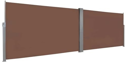 Yisssmeng Store latéral 160 x 600 cm marron avec fonction enrouleur automatique, polyester robuste et aluminium, brise-vue double face pour balcon, terrasse et jardin
