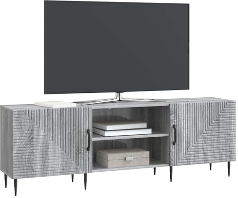 vidaXL TV-Schränk Graues Sonoma 150 x 31 x 50 cm Holzwerkstoff, Stylisches Wohnzimmer, Vintage Lowboard, viel Stauraum, rechteckiger TV-Ständer, Medientisch, praktischer Organizer