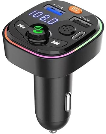 Car Bluetooth FM Transmitter 5.3, PD 20W & QC3.0 Fast Charging, Dual USB and Type-C Car Charger Adapter, Hands-Free Calling, Music Player, Supports USB Drive, TF & Micro SD Cards