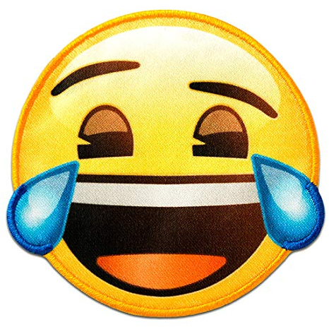 Catch the Patch Emoji lacht Tränen - (Größe: Ø 6,5 cm) Aufnäher, Bügelbilder, Aufbügler, Applikationen, Patches, Sticker zum Aufbügeln oder Aufnähen – für Kleidung, Taschen, Jacken