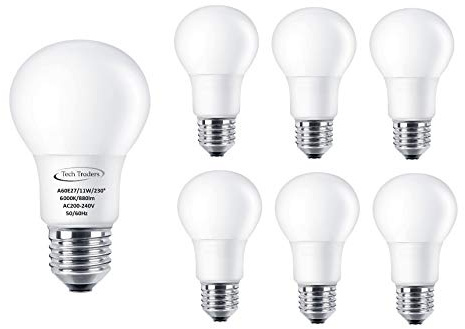 Tech Traders A60E27-TP013-11W80C-230 LED Bulb, Plastic, 11 W