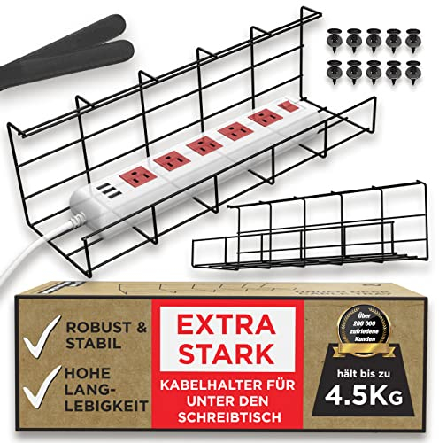 Scanfield Organizador Cables Escritorio Set 2, Bandeja Organizador Escritorio con Flujo de Aire, Bandeja Cables para Escritorios Robusto y Espacioso, Fácil de Instalar, Estante Modular Ordenar Cables
