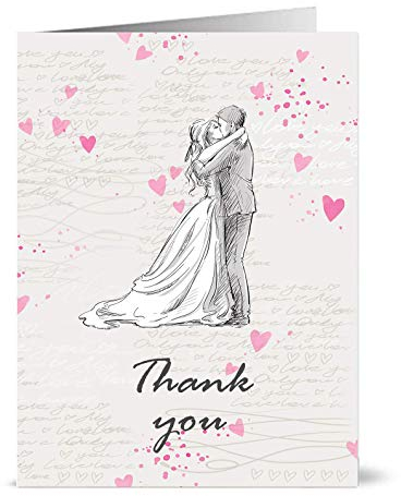the lazy panda card company 50 Dankeskarten zur Hochzeit Braut und Bräutigam mit Umschlägen – Zeichnung im Vintage-Stil Grußkarten für Menschen als Dankeschön für ihre Mitteilung...