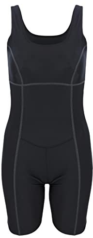 Aquarti Costume da Bagno Intero con Pantaloncino da Donna, Nero/Cuciture Grafite, 48