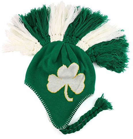 Armycrew Mohawk Irish Aviator Strickmütze Ski-Wintermütze mit Zöpfen - Grün - Einheitsgröße
