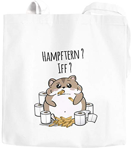 Moonworks® Jutebeutel Corona Hamster Corona-Virus 2020 Hamsterkäufe Satire Klopapier Nudeln Parodie weiß 2 lange Henkel