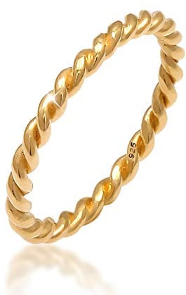 Nenalina Ring Silber 925 Damen vergoldet Silberring 2 mm Damenring polierte Oberfläche Gold Stapelring