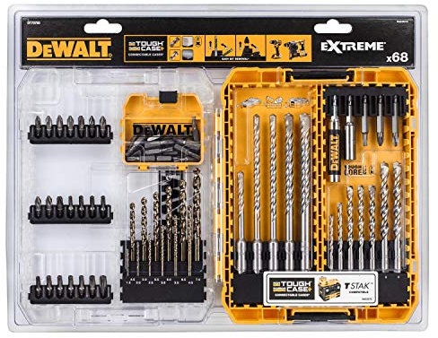 DEWALT Stein-, Metall-, Hammerbohrer und Bit-Set DT70760 (68-teilig, inkl. Steinbohrer, HHS-G Metallbohrer, SDS-plus Hammerbohrer, Torison Bits mit erhöhter Festigkeit, in ToughCase inkl. TicTac Box) Gelb/Schwarz