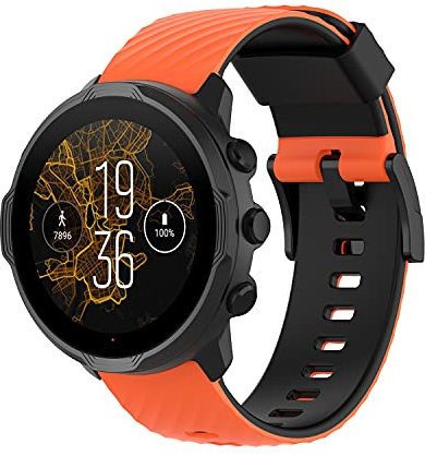 Yikamosi 24MM Dual Color Schnellverschluss Weiches Silikon rostfreiem Metallverschluss Ersatzbänder für Frauen und Männer Kompatibel mit Suunto 7/Suunto 9/9 Baro,Orange/Schwarz