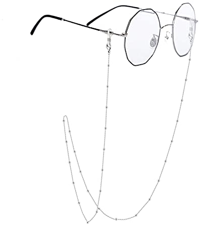 EPIRORA Glasses Chain for Women Men - Sunglasses Strap Mask Holder Lanyard, Anti-lost String for Glasses Retainer (Silver-bead)