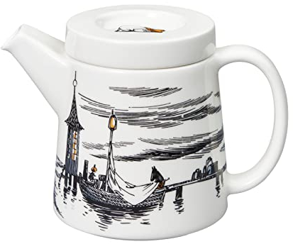 Arabia Teekanne aus der True To its Origins Kollektion, mit Muminmotiven, Material: Keramik, Farbe: schwarz/weiß, Fassungsvermögen: 700ml, 1059571