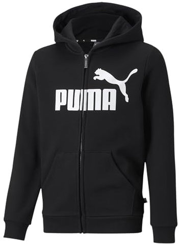 PUMA Herren Essentials Big Logo Jugend Hoodie mit durchgehendem Reißverschluss 152 Hooded Sweatshirt, Black