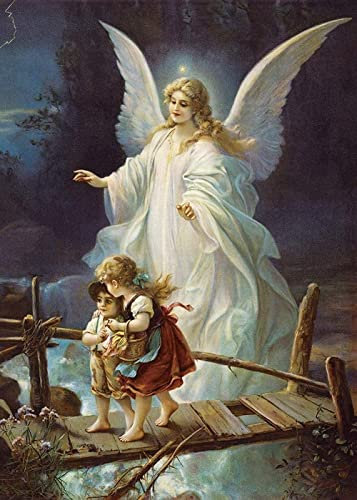 Xiutailtd Jigsaw Puzzles For Adults 1000-Piece - Child In White Virgin Mary Crossing The Bridge - Diy Wooden Puzzle Kids Toys