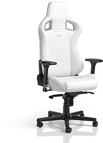 noblechairs Epic Gaming Stuhl - Gaming Sessel - Gaming Chair Pc - Bürostuhl Ergonomisch - Schreibtischstuhl - Drehstuhl - 120 kg Belastbarkei (White Edition, High-Tech Kunstleder)