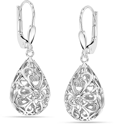 LeCalla 925 Sterling Silber Filigran Unendlichkeit keltischen Knoten Hebelrücken Drop Dangler Ohrringe für Frauen Teenager