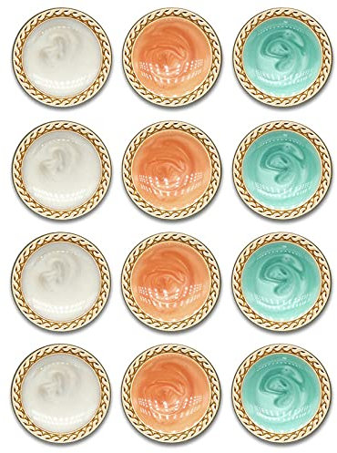 mönomöro 12 PCs Vintage Metall Knopfloch Schmuck Charms, DIY Kristall Schale Opal Button, Brosche Knöpfe, Fashion Dekoration für Kleidung Blazer Strick (20mm,Color01)