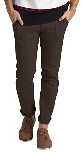 westAce Mens Chino Trousers Athletic-fit Flat-Front Casual Stretch Cotton Classic Pants with Phone Pocket | Sizes 30W-40W | High-Rise Work Pants for Men (Chocolate Brown, 32W x 30L)