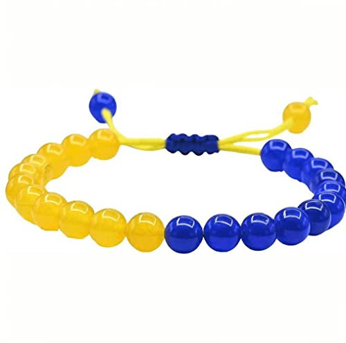 Ukraine Armband Verstellbare Natürliche Kristall Perlen Kette Armband Gelb Blau Naturstein Perlen Armband Schmuck Geschenk Für Männer Frauen