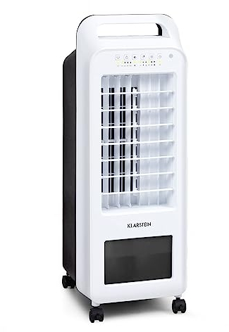 Klarstein 45W Luftkühler mit Wasserkühlung, 4-in-1 Verdunstungskühler, Luftbefeuchter, Ventilator & Nachtmodus, Mobile Klimageräte, Luftkühler mit 5,5L Tank, Air Cooler mit 132m³/h Luftstrom