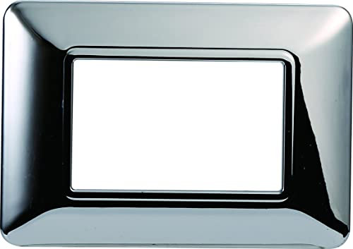 PLACCA IN TECNOPOLIMERO COMPATIBILE CON SERIE BTICINO MATIX 2-3-4-6 MODULI COLORI ASSORTITI (3 MODULI, CROMATO LUCIDO)