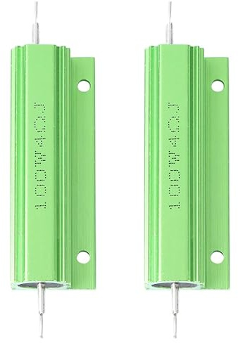 ULTECHNOVO 100W 4 Ohm Widerstand Aluminiumgehäuse 2 Stück | Grüne Ausführung, Aluminiumlegierung, 6.0 X 2.1 X 1.5 cm, Einfache Montage